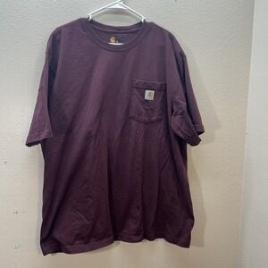 Carhartt Mens Size XL Loose Fit Maroon Pocket T Shirt Classic Baggy Oversized